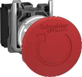 Emergency stop, rotary release, mounting Ø  22.5 mm, unlit, 1 Form B (N/C) + 1 Form B (N/C), XB4BS84462