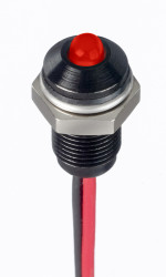 Lampka kontrolna do montażu panelowego 21.6 → 26.4V dc, czerwona 6mm LED Wyprowadzenia RS PRO