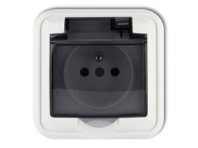 LIZA Gniazdo hermetyczne z uziemieniem (klapka dymna) biały GPH-1zd KARLIK