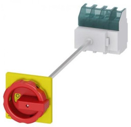 Rozłącznik główny/awaryjny 3P+N 63A 22kW AC23A 400V montaż na płycie z wałkiem pokrętło żółto-czerwone 4 otwory 3LD2514-1TL53