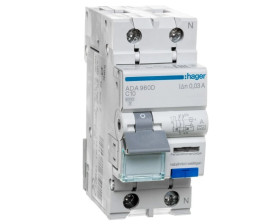 Wyłącznik różnicowo-nadprądowy RCBO 2P C10A 0,03A Typ A ADA960D