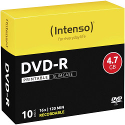 Intenso 4801652 Blank DVD-R 4.7 GB 10 pcs Slim case Printable Data Storage