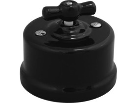 Łącznik schodowy obrotowy natynkowy Retro ceramic 10A-250V~, czarny