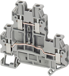 Terminal block, 4 pole, 0.2-2.5 mm², clamping points: 2, gray, screw connection, 24 A, NSYTRV24D