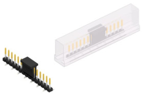 Pin header, 15 pole, pitch 2.54 mm, angled, black, SLLP5SMD06615SBSM