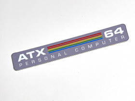 Commodore 64C 'ATX' grey replacement badge 0.5mm thick