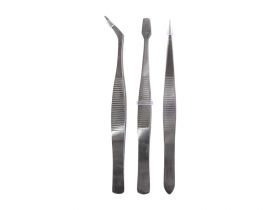 Zestaw pincet precyzyjnych komplet 3 sztuk.