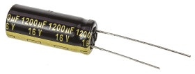 Kondensator 1200μF 16V dc Radialny, Otwór przelotowy Panasonic roztaw: 5mm 10 (Dia.) x 25mm