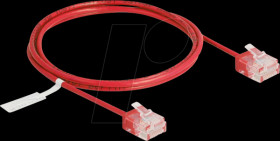 80812 RJ45 Network Cable Cat.6 UTP Ultra Slim 1 m red with short plugs