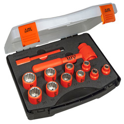 Zestaw nasadek rozmiar napędu 3/8 in elementy: 12 ITL Insulated Tools Ltd Standardowy Certyfikat VDE/1000 V typ napędu