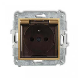 MINI Gniazdo bryzgoszczelne z/u IP44 z przesłonami klapka dymna złote 29MGPB-1zdp