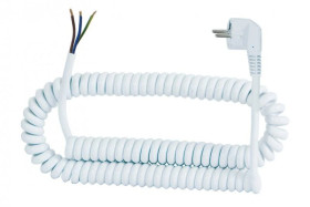 Przewód spiralny z wtyczką kątową 05VVH8-F - 3x1mm2 - 10m - biały