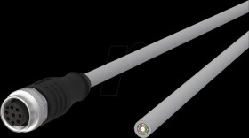 142MNA20020 Sensor cables, M12, 8-pin, coupling > open end, 2 m