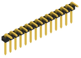 Pin header, 14 pole, pitch 2.54 mm, angled, black, 10058870