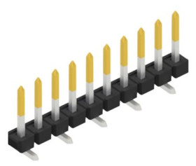 Pin header, 10 pole, pitch 2.54 mm, angled, black, SLLP5SMD06610S
