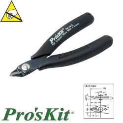 Szczypce, cążki tnące boczne, precyzyjne ESD, Cu 1.6mm, 125mm, Proskit 1PK-30E