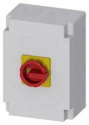 Rozłącznik główny/awaryjny w obudowie 6P 63A 22kW AC23A 400V styki pom 1Z 1R pokrętło żółto-czerwone 3LD2566-4VD53