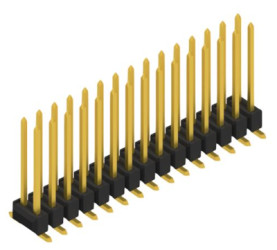 Pin header, 30 pole, pitch 2.54 mm, angled, black, 10050029