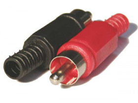 Wtyk cinch plastikowy czerwony, czarny lub niebieski