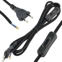 Przewód w oplocie do lampki 2x0,75mm 2m czarny