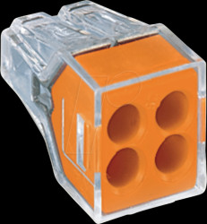 773-104 Junction box connector, 2.5 mm², 4 conductors, orange, transpare