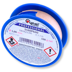 Cyna CYNEL lutownicza z topnikiem 1mm 100g Sn60Pb40 SW26 do lutowania