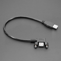 Panel Mount USB Cable - USB-A Plug to USB-A Right-Angle Socket - 30cm