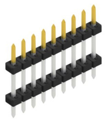 Pin header, 9 pole, pitch 2 mm, straight, black, SLY50759S