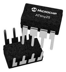 Mikrokontroler Microchip ATtiny25 PDIP 8-pinowy Otwór przezierny AVR 2 kB 8bit CAN: 10MHz RAM:128 B Ethernet: Flash 1,8