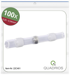 Quadrios 22C461 Złącze doczołowe z osłonką termokurczliwą 0.25 mm² 0.34 mm² z pełną izolacją biały 1 zest.