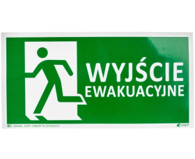 Samoprzylepna tabliczka ostrzegawcza /Znak Wyjście ewakuacyjne + znak e001, 150x300mm, FS nadruk foto/ IE/001/5/A/FS/WYJŚ