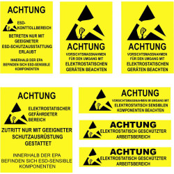 Quadrios 1903EC130 ESD warning sign Yellow Black 140mm x 140mm