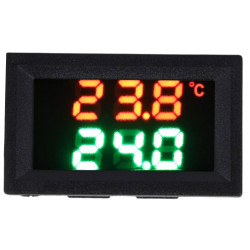 Cyfrowy woltomierz i termometr LED 4-30V DC z sondą 1m czerwono-zielony