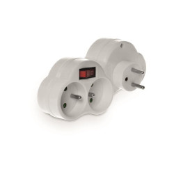 Rozgałęźnik podwójny z wyłącznikiem i uziemieniem R-270WS Plastrol