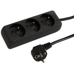 Przedłużacz sieciowy 3-Gniazda z uziemieniem 1,5m czarny