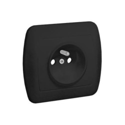 Simon Akord Gniazdo wtyczkowe z uziemieniem, z przesłonami torów prądowych, 16A, 250V, zaciski śrubowe czarny AGZ1ZE/49