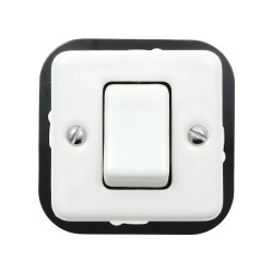 Włącznik światła pojedynczy dwubiegunowy ceramiczny, kwadratowy podtynkowy biały Ceramic Loft