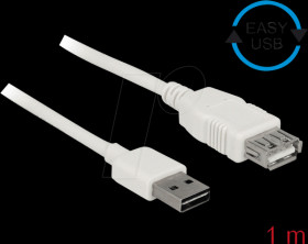 85199 USB 2.0 kabel, EASY A male to A female, 1 m, white