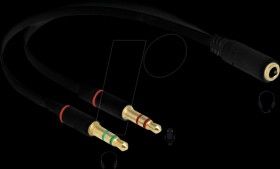 65967 Headset Adapter 3.5 mm 4 pin Stereo jack female &gt; 2x 3.5 mm 3 pi