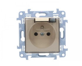 Simon 10 Gniazdo pojedyncze z uszczelką klapką transparetną kremowe 16A 250V IP44 CGZ1B.01/41A