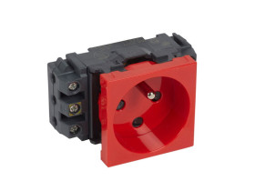 MOSAIC Gniazdo pojedyncze z uziemieniem do kanałów DLP z blokadą zaciski śrubowe czerwone 077341 LEGRAND