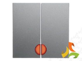 B.Kwadrat/B.7 Klawisze do wyłącznika podwójne z czerwoną soczewką aluminium mat lakierowany 16271404 HAGER