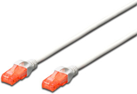Patch cable, RJ45 plug, straight to RJ45 plug, straight, Cat 6, U/UTP, LSZH, 3 m, white, DK-1617-030/WH