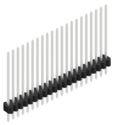 Pin header, 21 pole, pitch 1.27 mm, straight, black, 10060870