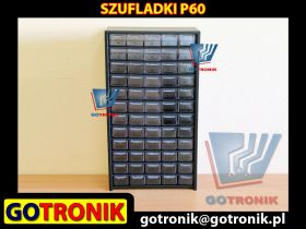 P60 Szafka metalowa zawierająca 60 transparentnych szufladek