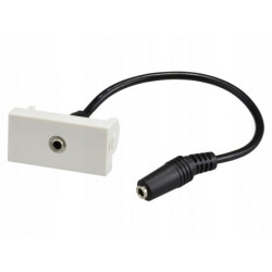 Gniazdo mini Jack 3,5mm z przewodem 15cm moduł 1M 22,5x45 biały Mediabox