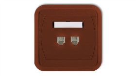Liza Gniazdo Telefoniczne Podwójne 2Xrj11, 4-Stykowe Brązowy 4Glt-2