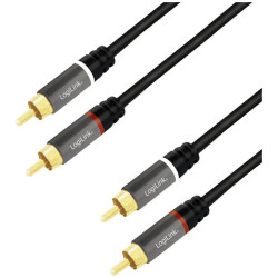 LogiLink CA1207 RCA Audio/phono Cable 5.0 m Black Shielded, Colour-coded