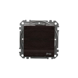 Gniazdo zasilające schuko z przesł torów prąd IP44, wenge, efekt drewna, Sedna Design i Elements SDD281023