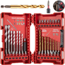 Zestaw wierteł uniwersalnych i RED HEX do metalu oraz bitów 39szt. Shockwave Impact Duty Milwaukee